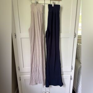 2 Abercrombie and Fitch Flare leg Ribbed Pants- Oatmeal and Navy